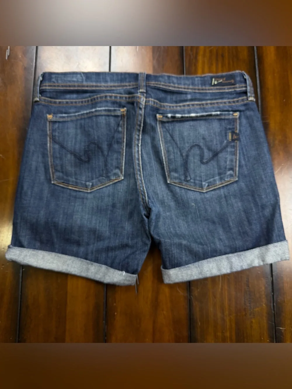 Citizens Of Humanity Dark Blue Rolled Cuff Denim Shorts